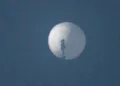 FILE PHOTO: A balloon flies in the sky over Billings, Montana, U.S. February 1, 2023 in this picture obtained from social media. Chase Doak/via REUTERS