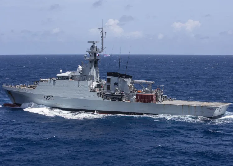 HMS Medway in the Caribbean Sea as part of the Atlantic Patrol Task group working alongside with RFA Argus