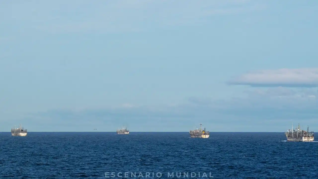 Pesqueros Chinos en transito sobre los canales fueguinos. Crédito: Alejo Sanchez Piccat
