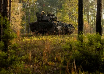Soldados del Ejército de los Estados Unidos del 3.er Equipo de Combate de la Brigada Blindada, 1.ª División de Caballería realizaron ejercicios de tiro con el vehículo de combate Bradley el 11 y 12 de enero en el Área de Entrenamiento General Silvestras Zukauskas en Pabrade, Lituania