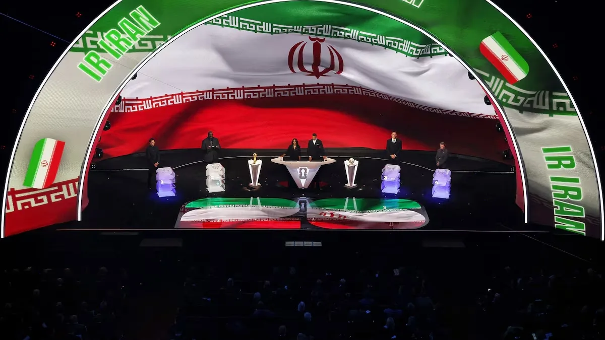 La bandera de Irán en la presentación de los grupos del Mundial 2026. crédito: archivo