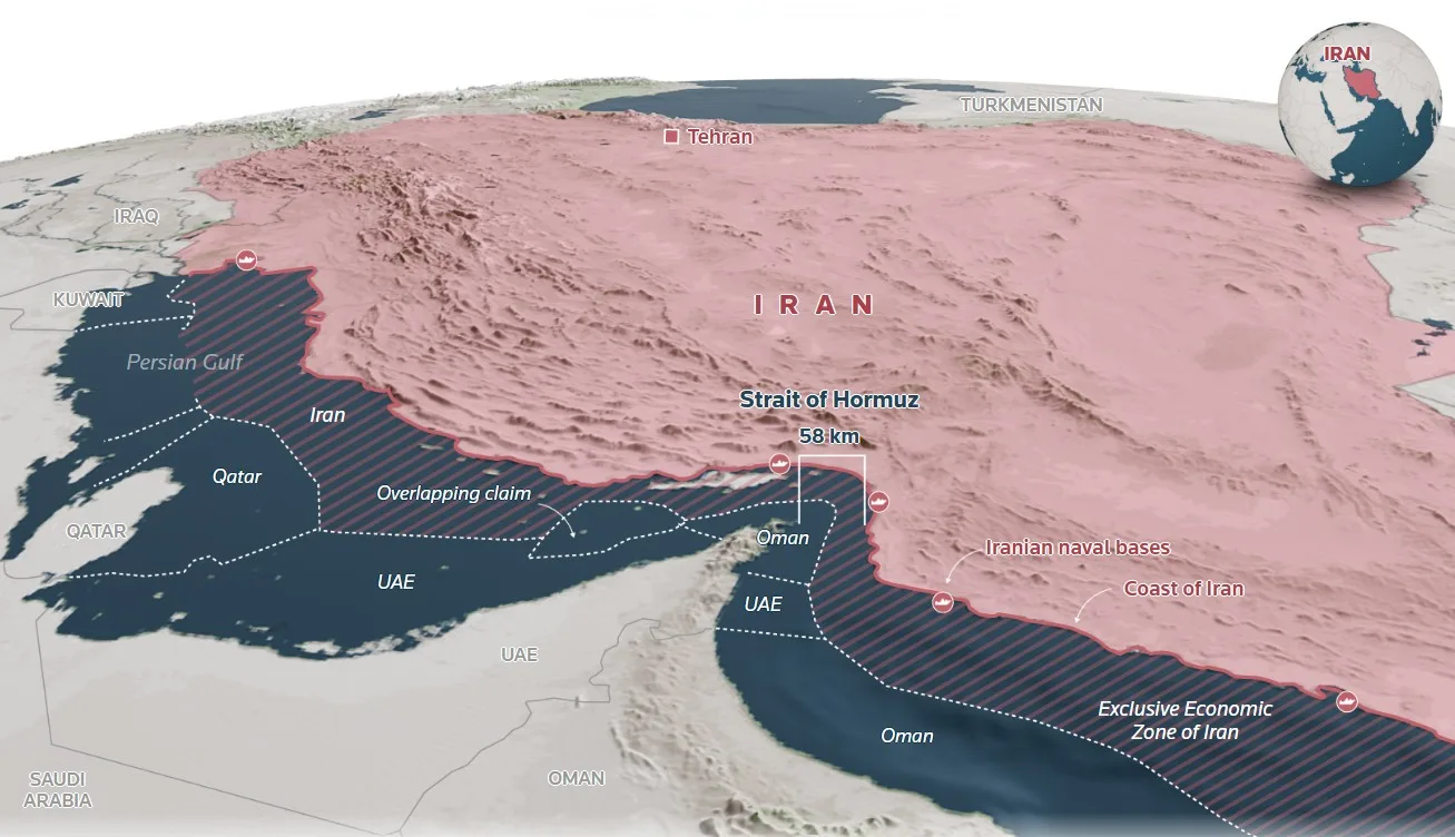 El cuello de botella global en el estrecho de Ormuz/ Créditos: Marineregions.org
