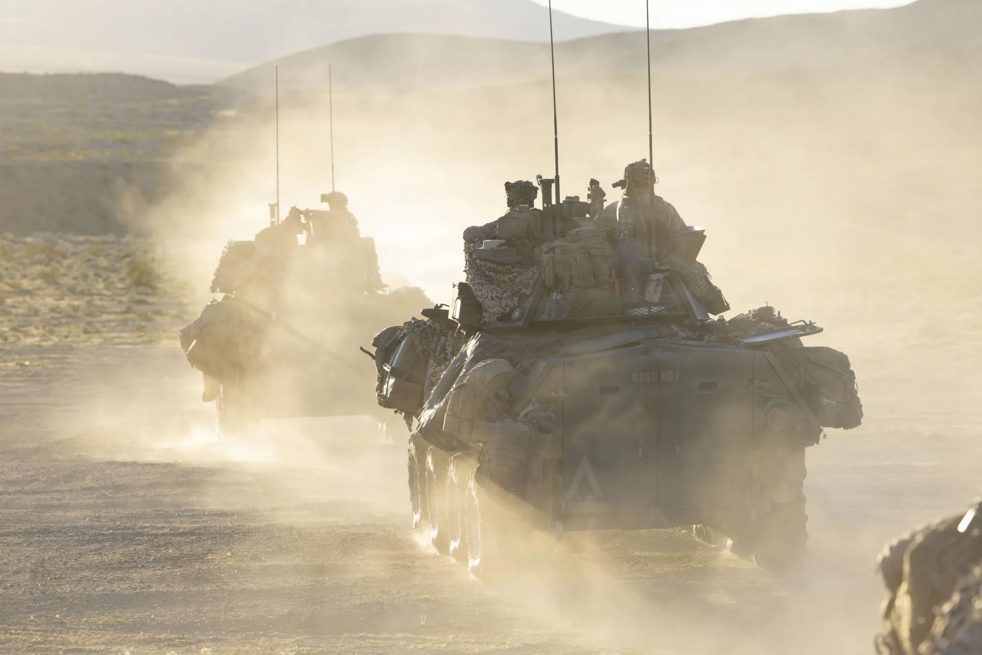 3er Batallón de Reconocimiento Blindado Ligero, 1ª División de Infantería de Marina participa en un ejercicio de fuego real como parte de la rotación 26-05 del Centro Nacional de Entrenamiento en Fort Irwin, California. Créditos: US Marines Corp