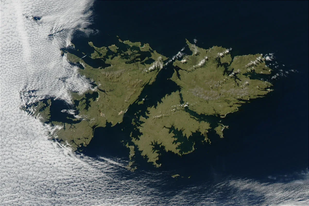 Imagen satelital de las Islas Malvinas. Creditos/Archivo