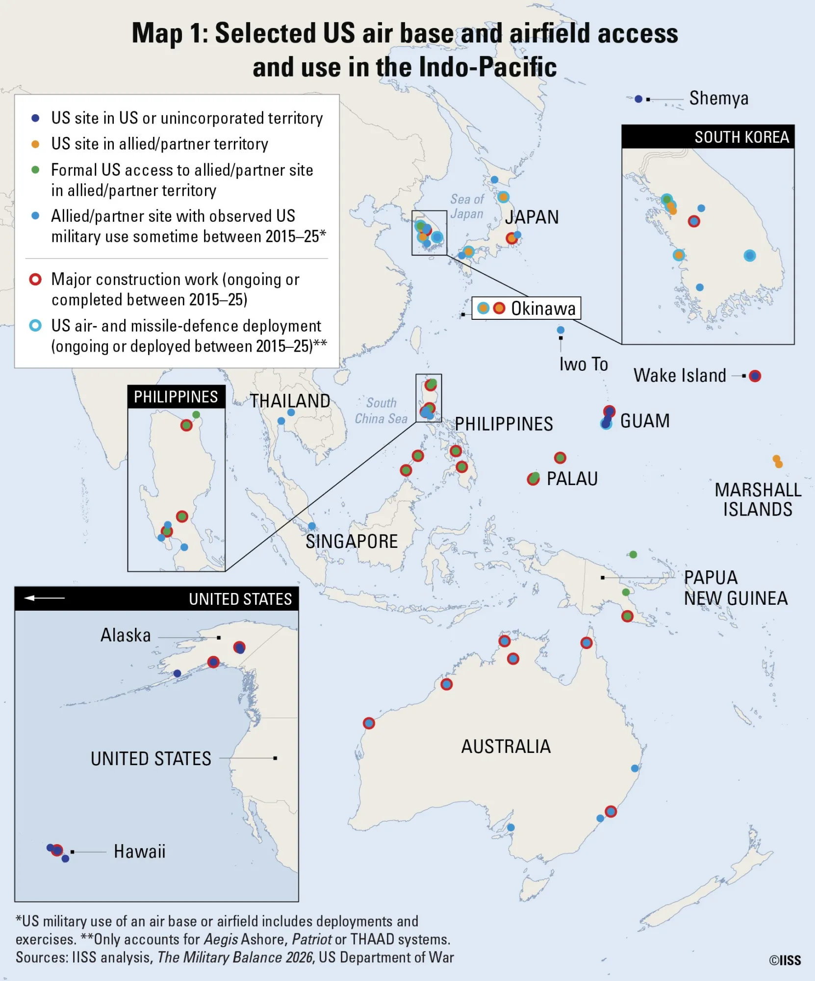 Mapa sobre operaciones estadounidenses en el Indo-Pacífico