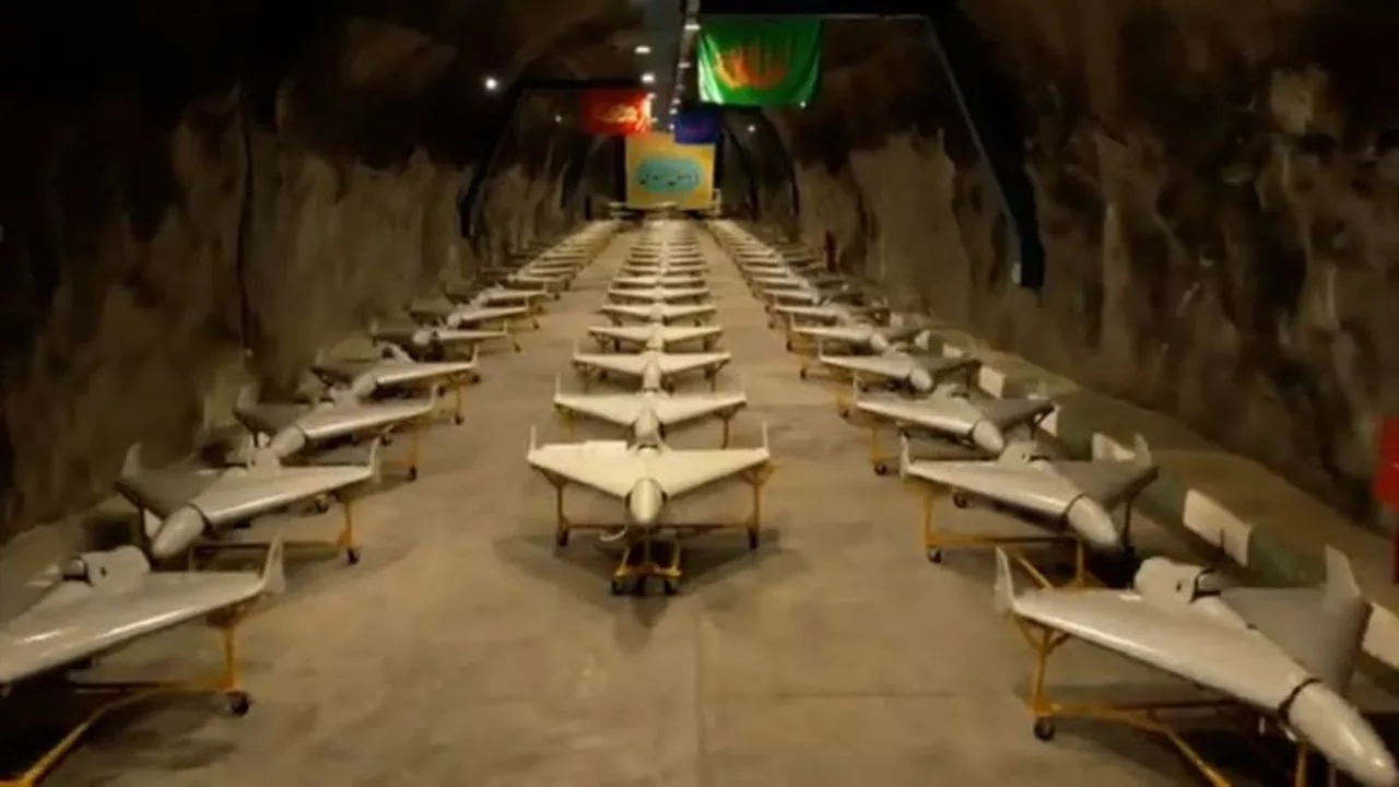 Captura de video que muestra un deposito de drones Shahed de Irán. Crédito: CNN