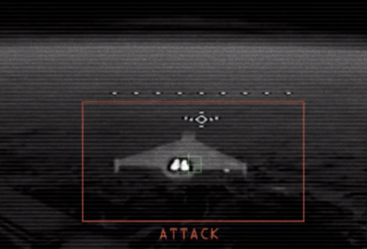 La imagen captada por un dron interceptor ucraniano momentos antes de impactar contra un dron Shahed. Créditos: Viktor Lysenko/BI