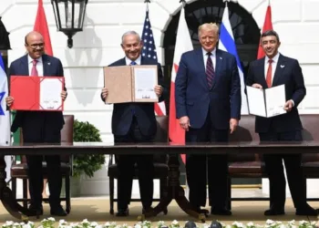 Firma de los Acuerdos de Abraham con presidentes de Israel, Estados Unidos
