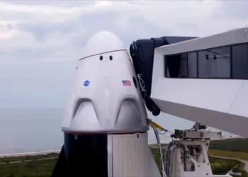 Mandatory Credit: Photo by Uncredited/AP/Shutterstock (10661228a)
In this image made from video via NASA-TV, a SpaceX Falcon 9, with NASA astronauts Doug Hurley and Bob Behnken in the Dragon crew capsule, is prepared for liftoff from Pad 39-A at the Kennedy Space Center in Cape Canaveral, Fla
Home Launch, Cape Canaveral, United States - 27 May 2020