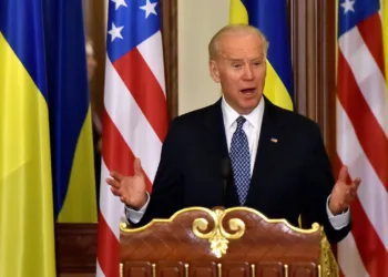 U.S. Vice President Joe Biden delivers a statement on the results of talks with Ukraine's President Petro Poroshenko, in Kiev, Ukraine Monday, Dec. 7, 2015. (Sergei Supinsky/Pool Photo via AP)