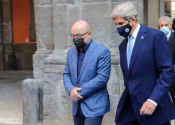 U.S. Special Presidential Envoy for Climate John Kerry arrives to attend the G20 Climate and Environment ministers meeting in Naples, Italy, July 22, 2021. G20Italy/Handout via REUTERS ATTENTION EDITORS - THIS IMAGE HAS BEEN SUPPLIED BY A THIRD PARTY. NO RESALES. NO ARCHIVES