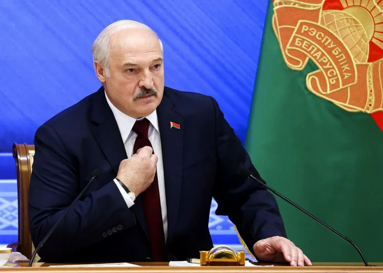 Belarusian President Alexander Lukashenko speaks during an annual press conference in Minsk, Belarus, Monday, Aug. 9, 2021.Belarus' authoritarian leader on Monday charged that the opposition was plotting a coup in the runup to last year's presidential election that triggered a monthslong wave of mass protests. President Alexander Lukashenko held his annual press conference on Monday, the one-year anniversary of the vote that handed him a sixth term in office but was denounced by the opposition and the West as rigged. (Nikolay Petrov/BelTA photo via AP)