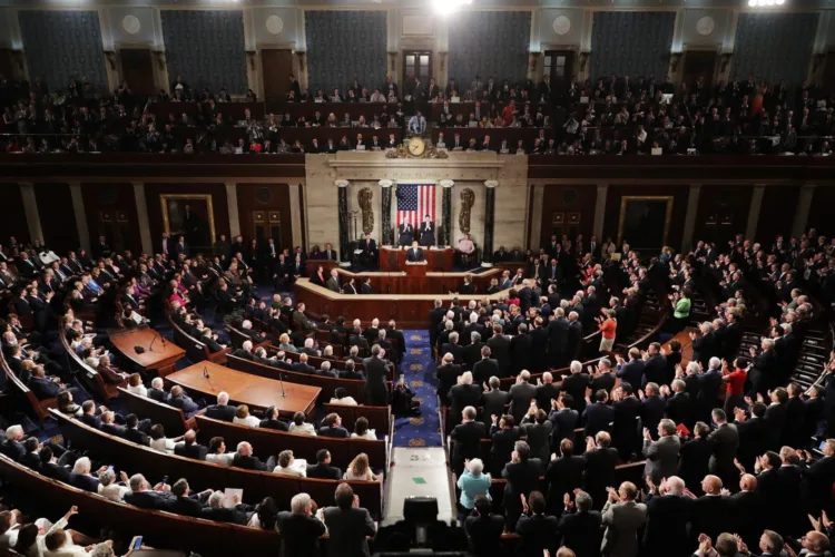 WASHINGTON, DC - FEBRUARY 28:  U.S. President Donald Trump addresses a joint session of the U.S. Congress on February 28, 2017 in the House chamber of  the U.S. Capitol in Washington, DC. Trump's first address to Congress focused on national security, tax and regulatory reform, the economy, and healthcare.  (Photo by Chip Somodevilla/Getty Images)