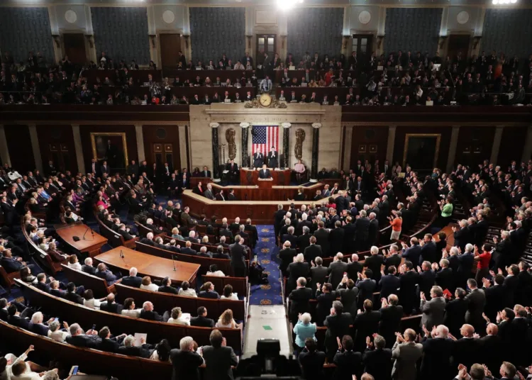 WASHINGTON, DC - FEBRUARY 28:  U.S. President Donald Trump addresses a joint session of the U.S. Congress on February 28, 2017 in the House chamber of  the U.S. Capitol in Washington, DC. Trump's first address to Congress focused on national security, tax and regulatory reform, the economy, and healthcare.  (Photo by Chip Somodevilla/Getty Images)