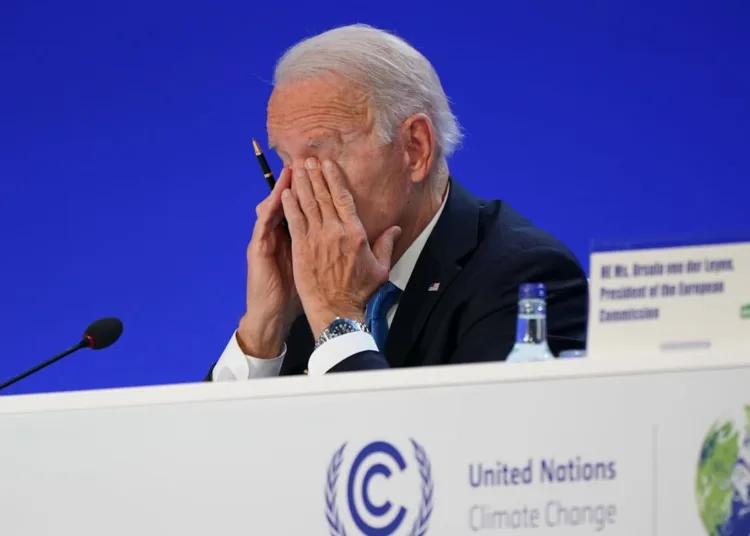 GLASGOW, SCOTLAND - NOVEMBER 02: US President Joe Biden listens to the speakers during the World Leaders' Summit "Accelerating Clean Technology Innovation and Deployment" session on day three of COP26 on November 02, 2021 in Glasgow, Scotland. COP26 is the 2021 climate summit in Glasgow. It is the 26th "Conference of the Parties" and represents a gathering of all the countries signed on to the U.N. Framework Convention on Climate Change and the Paris Climate Agreement. The aim of this year's conference is to commit countries to net zero carbon emissions by 2050. (Photo by Ian Forsyth/Getty Images)