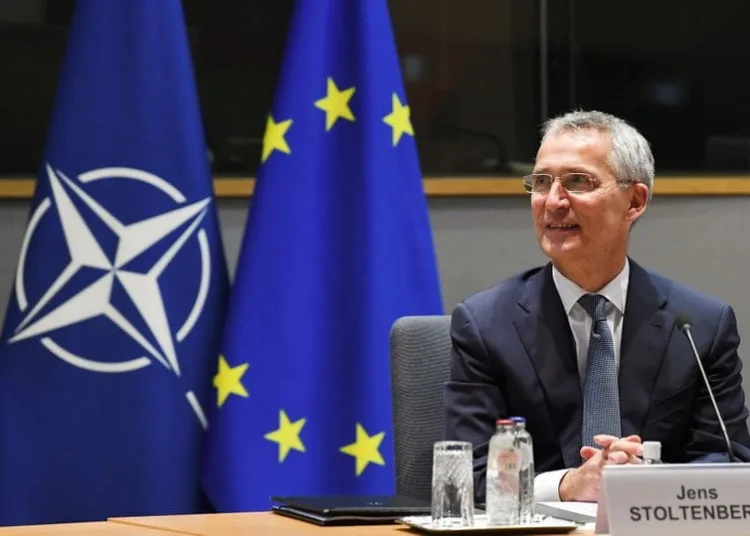 FILE PHOTO: NATO Secretary General Jens Stoltenberg waits before a meeting with European Council President Charles Michel (not in picture) at the EU headquarters in Brussels on November 15, 2021. John Thys/Pool via REUTERS