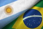 Brazil and Argentina flag together realtions textile cloth fabric texture