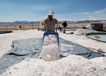 FILE PHOTO: Braulio Lopez of Galaxy Resources lithium mining division carts halite concentrate at the Salar del Hombre Muerto, or Dead Man's Salt Flat, an important source of lithium at around 4,000 meters (13,123 feet) above sea level on the border of the northern Argentine provinces of Catamarca and Salta, October 28, 2012. REUTERS/Enrique Marcarian/File Photo