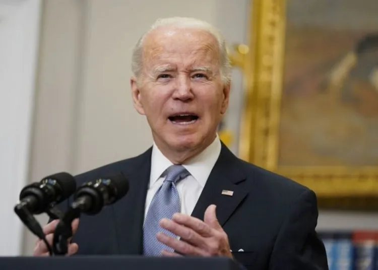 President Joe Biden delivers remarks on the Russian invasion of Ukraine, in the Roosevelt Room of the White House, Thursday, April 21, 2022, in Washington. (AP Photo/Evan Vucci)