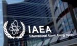 FILE PHOTO: The logo of the International Atomic Energy Agency (IAEA) is seen at their headquarters during a board of governors meeting, amid the coronavirus disease (COVID-19) outbreak in Vienna, Austria, June 7, 2021.   REUTERS/Leonhard Foeger
