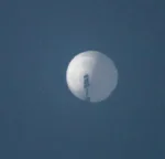 FILE PHOTO: A balloon flies in the sky over Billings, Montana, U.S. February 1, 2023 in this picture obtained from social media. Chase Doak/via REUTERS