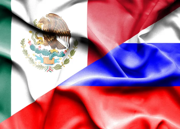 Waving flag of Russia and