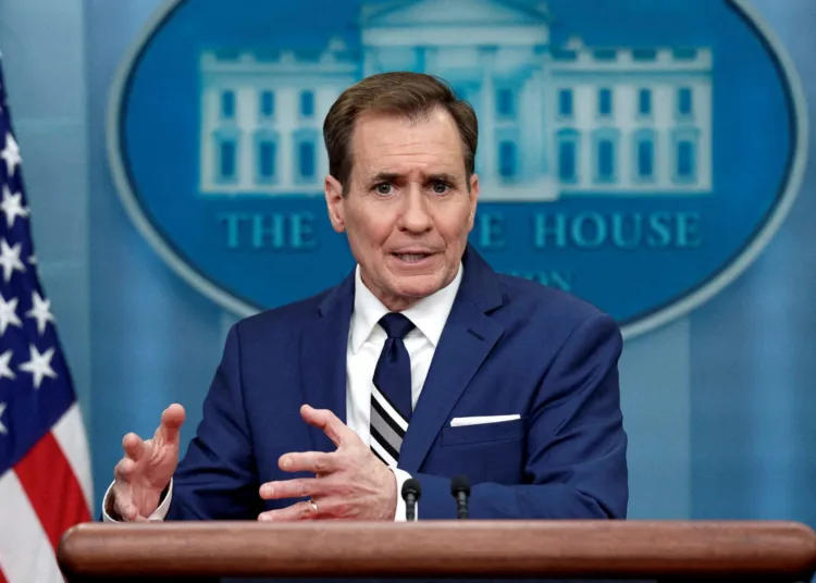 FILE PHOTO: John Kirby, National Security Council Coordinator for Strategic Communications, answers questions during the daily press briefing at the White House in Washington, U.S., February 17, 2023. REUTERS/Evelyn Hockstein//File Photo