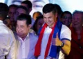 Paraguayan presidential candidate Santiago Pena from the ruling Colorado Party reacts at the party headquarters as he and his running mate Pedro Alliana won Paraguay's presidential race, according to the preliminary official count, in Asuncion, Paraguay April 30, 2023. REUTERS/Agustin Marcarian
