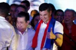 Paraguayan presidential candidate Santiago Pena from the ruling Colorado Party reacts at the party headquarters as he and his running mate Pedro Alliana won Paraguay's presidential race, according to the preliminary official count, in Asuncion, Paraguay April 30, 2023. REUTERS/Agustin Marcarian