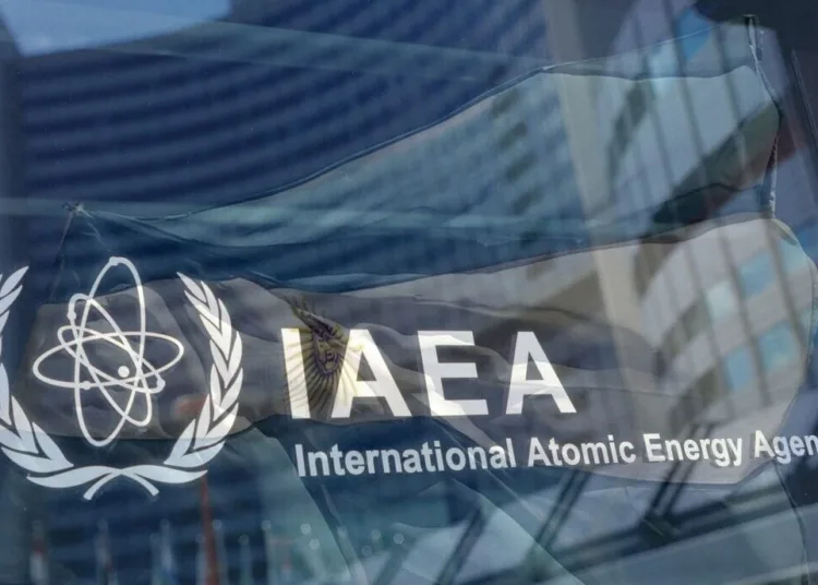 FILE PHOTO: The logo of the International Atomic Energy Agency (IAEA) is seen at their headquarters during a board of governors meeting, amid the coronavirus disease (COVID-19) outbreak in Vienna, Austria, June 7, 2021. REUTERS/Leonhard Foeger
