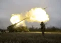 Ukrainian soldiers fire a French-made CAESAR self-propelled howitzer towards Russian positions near Avdiivka, Donetsk region, Ukraine, Monday, Dec. 26, 2022. (AP Photo/Libkos)