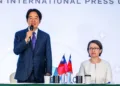 TAIPEI, TAIWAN - JANUARY 09: The ruling Democratic Progressive Party's (DPP) presidential candidate, Lai Ching-te (L),  speaks at an international press conference, with his vice presidential candidate, Hsiao Bi-Khim (R), on January 09, 2024 in Taipei, Taiwan. Lai Ching-te, Taiwan's vice president and the ruling Democratic Progressive Party's (DPP) presidential candidate and his vice presidential candidate, Hsiao Bi-Khim, hold an international press conference for the foreign press in Taiwan before Taiwan's presidential election. Taiwan will vote in a general election on Jan. 13. (Photo by Annabelle Chih/Getty Images)