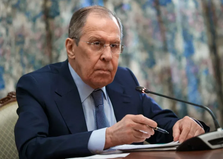 FILE PHOTO: Russia's Foreign Minister Sergei Lavrov attends a meeting with Vladislav Deinego, head of the Foreign Ministry of the self-proclaimed Lugansk People's Republic, and Sergei Peresada, deputy head of the Foreign Ministry of the self-proclaimed Donetsk People's Republic, in Moscow, Russia February 25, 2022. Russian Foreign Ministry/Handout via REUTERS