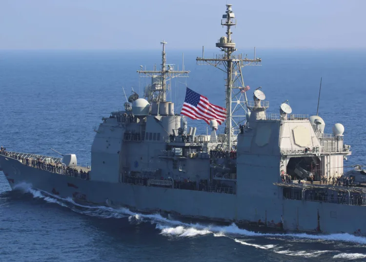 191210-N-GH108-1114
ARABIAN SEA (Dec. 10, 2019) The guided-missile cruiser USS Leyte Gulf (CG 55) sails alongside the aircraft carrier USS Abraham Lincoln (CVN 72). Abraham Lincoln Carrier Strike Group is deployed to the U.S. 5th Fleet area of operations in support of naval operations to ensure maritime stability and security in the Central Region, connecting the Mediterranean and the Pacific through the western Indian Ocean and three strategic choke points. With Abraham Lincoln as the flagship, deployed strike group assets include staffs, ships and aircraft of Carrier Strike Group 12 (CSG 12), Destroyer Squadron 2 (DESRON 2), USS Leyte Gulf (CG 55) and Carrier Air Wing 7 (CVW 7). (U.S. Navy photo by Mass Communication Specialist 3rd Class Darion Chanelle Triplett/Released)