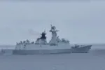This handout photo taken and released by the Taiwan Coast Guard on May 23, 2024 shows a Chinese military ship northwest of Pengjia Island, off the coast of northern Taiwan. China on May 23 encircled Taiwan with naval vessels and military aircraft in war games aimed at punishing the self-ruled island after its new president vowed to defend democracy. (Photo by Handout / TAIWAN COAST GUARD / AFP) / -----EDITORS NOTE --- RESTRICTED TO EDITORIAL USE - MANDATORY CREDIT "AFP PHOTO / TAIWAN COAST GUARD " - NO MARKETING - NO ADVERTISING CAMPAIGNS - DISTRIBUTED AS A SERVICE TO CLIENTS