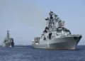 30/07/2023 July 30, 2023, St Petersburg, Leningrad Oblast, Russia: The Russian navy Udaloy-class destroyer Severomorsk sails during the Russian Navy Day parade in the Gulf of Finland, July 30, 2023 in St. Petersburg, Russia.
POLITICA 
Europa Press/Contacto/Alexander Kazakov/Kremlin Po