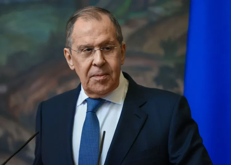 FILE PHOTO: Russian Foreign Minister Sergei Lavrov attends a joint news conference with British Foreign Secretary Liz Truss in Moscow, Russia February 10, 2022. Russian Foreign Ministry/Handout via REUTERS/File Photo