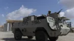 NORTH SINAI, EGYPT - OCTOBER 19: A military vehicle is seen at the Rafah border crossing to Gaza on October 19, 2023 in North Sinai, Egypt. The aid convoy, organized by a group of Egyptian NGOs, set off Saturday 14th October from Cairo for the Gaza-Egypt border crossing at Rafah. On October 7th, the Palestinian militant group Hamas launched a surprise attack on border communities in southern Israel, spurring the most violent flare-up of the Israel-Palestine conflict in decades. Israel launched a vast bombing campaign in retaliation and has warned of an imminent ground invasion. (Photo by Mahmoud Khaled/Getty Images)