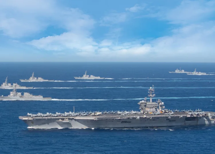 200125-N-TL141-1195
PACIFIC OCEAN (Jan. 25, 2020) The Theodore Roosevelt Carrier Strike Group transits in formation, Jan. 25, 2020. The Theodore Roosevelt Carrier Strike Group is on a scheduled deployment to the Indo-Pacific. (U.S. Navy photo by Mass Communication Specialist Seaman Dylan Lavin/Released)