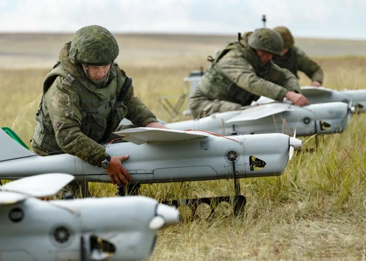 PKG642 Russia. 13th Sep, 2018. TRANSBAIKAL TERRITORY, RUSSIA - SEPTEMBER 13, 2018: Orlan-10 unmanned aerial vehicles take part in the main stage of the Vostok 2018 military exercise held jointly by the Russian Armed Forces and the Chinese People's Liberation Army at the Tsugol range. Vadim Savitsky/Russian Defence Ministry Press Office/TASS Credit: ITAR-TASS News Agency/Alamy Live News