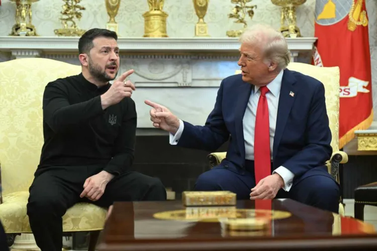 US President Donald Trump and Ukraine's President Volodymyr Zelensky meet in the Oval Office of the White House in Washington, DC, February 28, 2025. Zelensky and Trump openly clashed in the White House on February 28 at a meeting where they were due to sign a deal on sharing Ukraine's mineral riches and discuss a peace deal with Russia. "You're not acting at all thankful. It's not a nice thing," Trump said. "It's going to be very hard to do business like this," he added. (Photo by SAUL LOEB / AFP) (Photo by SAUL LOEB/AFP via Getty Images)
