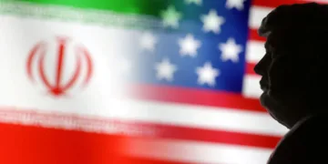 Banderas de EE.UU. e Irán
