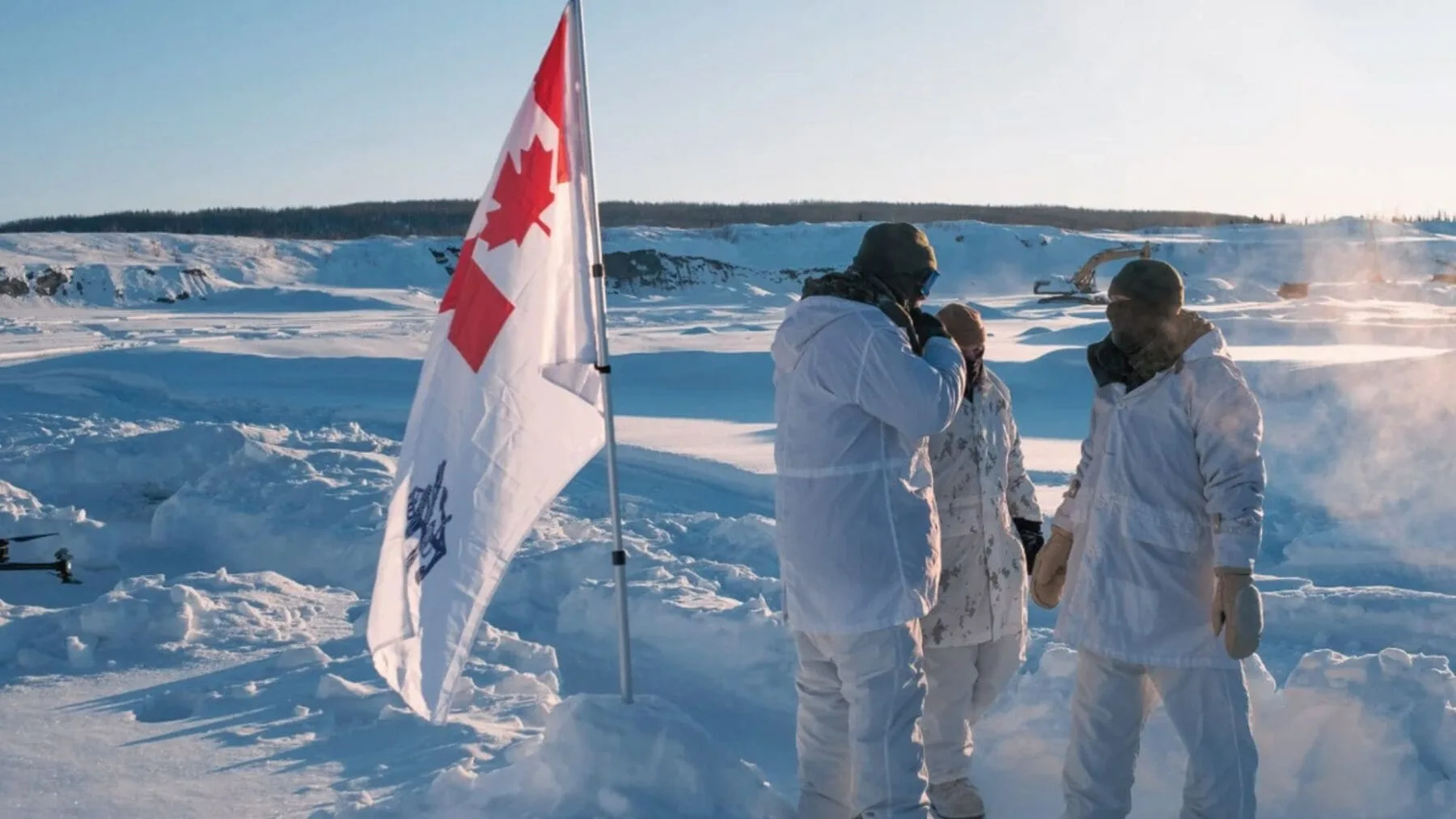 Imagen de la bandera de Canadá en el Ártico