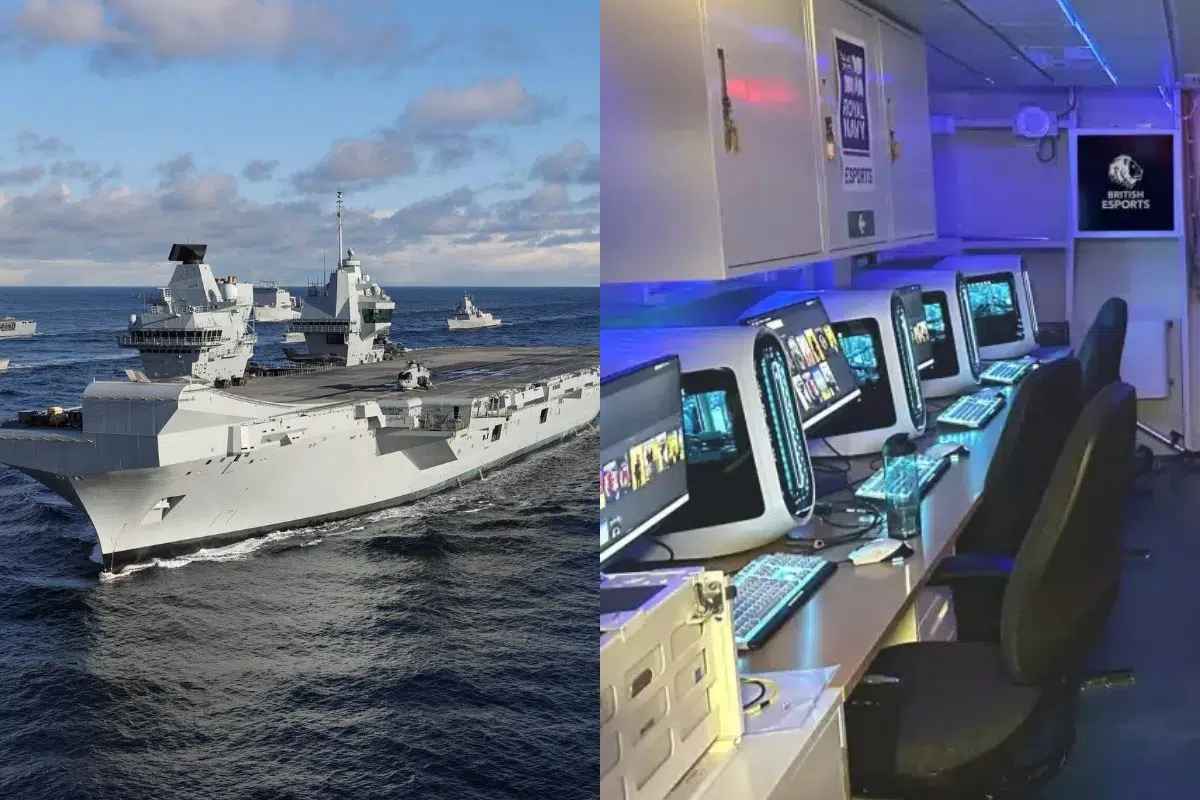 Los detalles detrás de la sala de videojuegos del portaaviones HMS Prince of Wales que está redefiniendo el reclutamiento militar