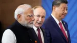 Narendra Modi, Vladimir Putin y Xi Jinping durante la cumbre de los BRICS en Rusia, el año pasado.Fotógrafo: Alexnder Zemlianichenko/AFP/Getty Images