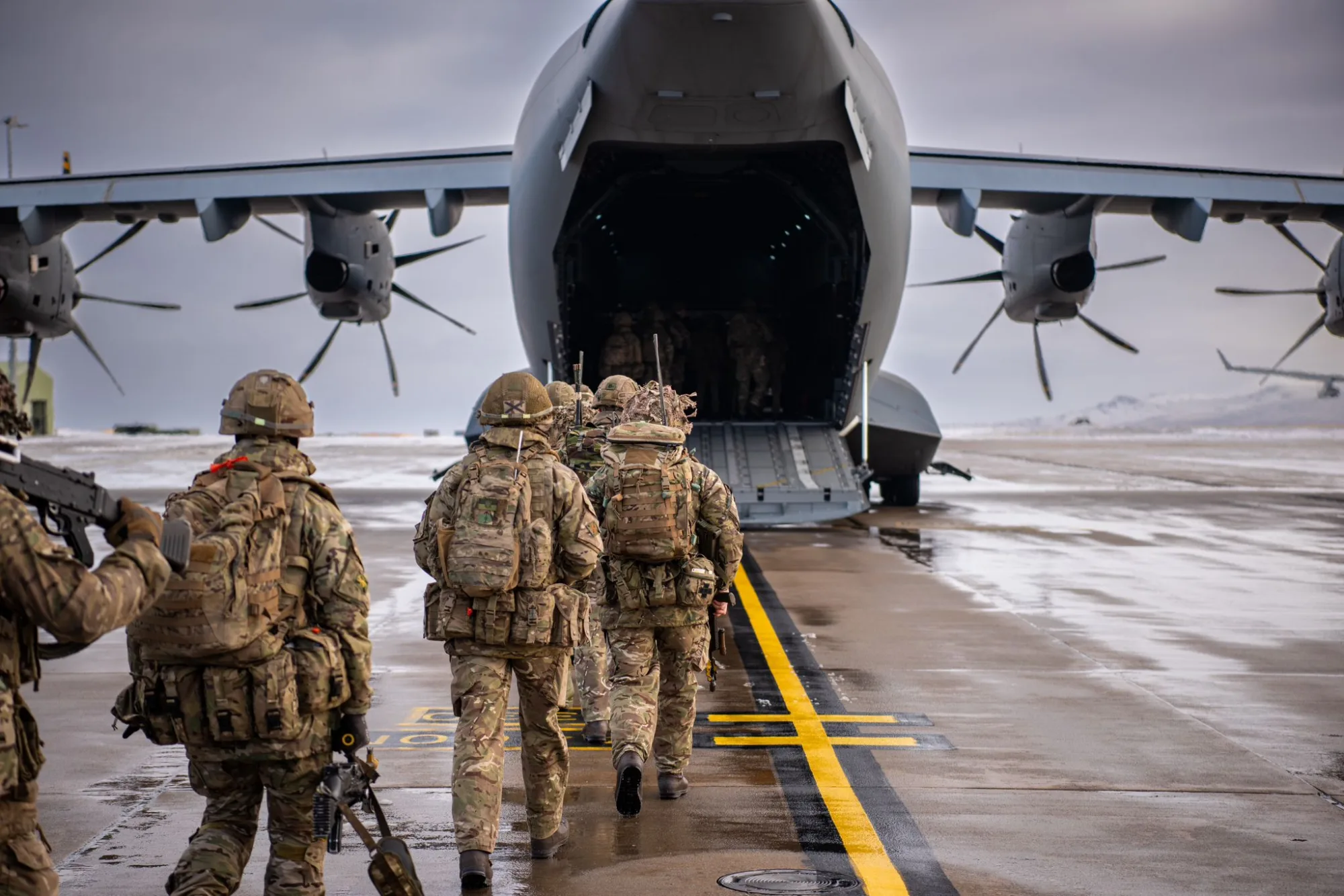 Imágenes de los ejercicios militares de las Fuerzas Armadas Británicas en las Islas Malvinas. Crédito: BFSAI