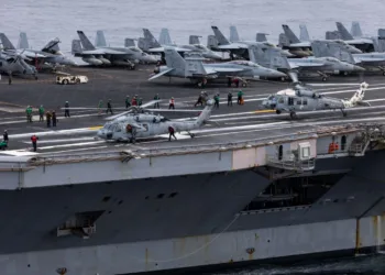 Two Carrier Air Wing 8 MH-60S Sea Hawks, attached to Helicopter Sea Combat Squadron 9, land on the flight deck of the world’s largest aircraft carrier USS Gerald R. Ford (CVN 78), after an aerial change of command, Aug. 18, 2025. Gerald R. Ford, a first-in-class aircraft carrier and deployed flagship of Carrier Strike Group Twelve, is on a scheduled deployment in the U.S. 6th Fleet area of operations to support the warfighting effectiveness, lethality and readiness of U.S. Naval Forces Europe-Africa, and defend U.S., Allied and partner interests in the region.