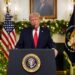 El presidente de los Estados Unidos, Donald Trump, da un discurso a la nación desde la Sala de Recepción Diplomática de la Casa Blanca en Washington, D.C., EE. UU., el 17 de diciembre de 2025. Doug Mills/Pool vía REUTERS