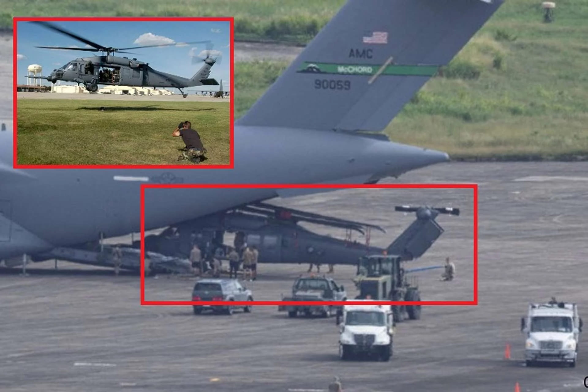 La imagen del HH-60W descargando en Roosevelt Roads señala la construcción de una red de seguridad operativa en torno a un nodo avanzado en el Caribe (Fuente de la imagen: Fuerza Aérea de EE. UU. / Ricardo Arduengo).