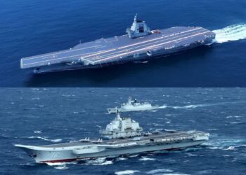 El nuevo portaaviones de China Fujian y Liaoning. Crédito: Ding Ziyu/Ministerio de Defensa Nacional de China y Foro de Defensa de China